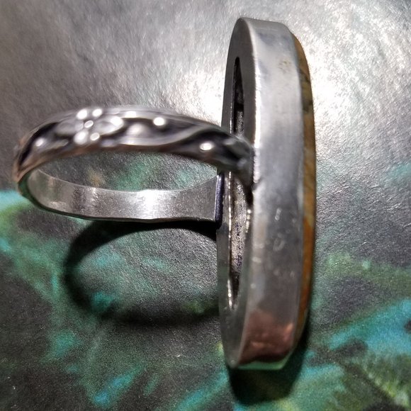 March BirthStone NATURAL MOLTED Jasper  Handmade Ring Marked SIZE 9 IMPRESSIVE - Picture 6 of 13